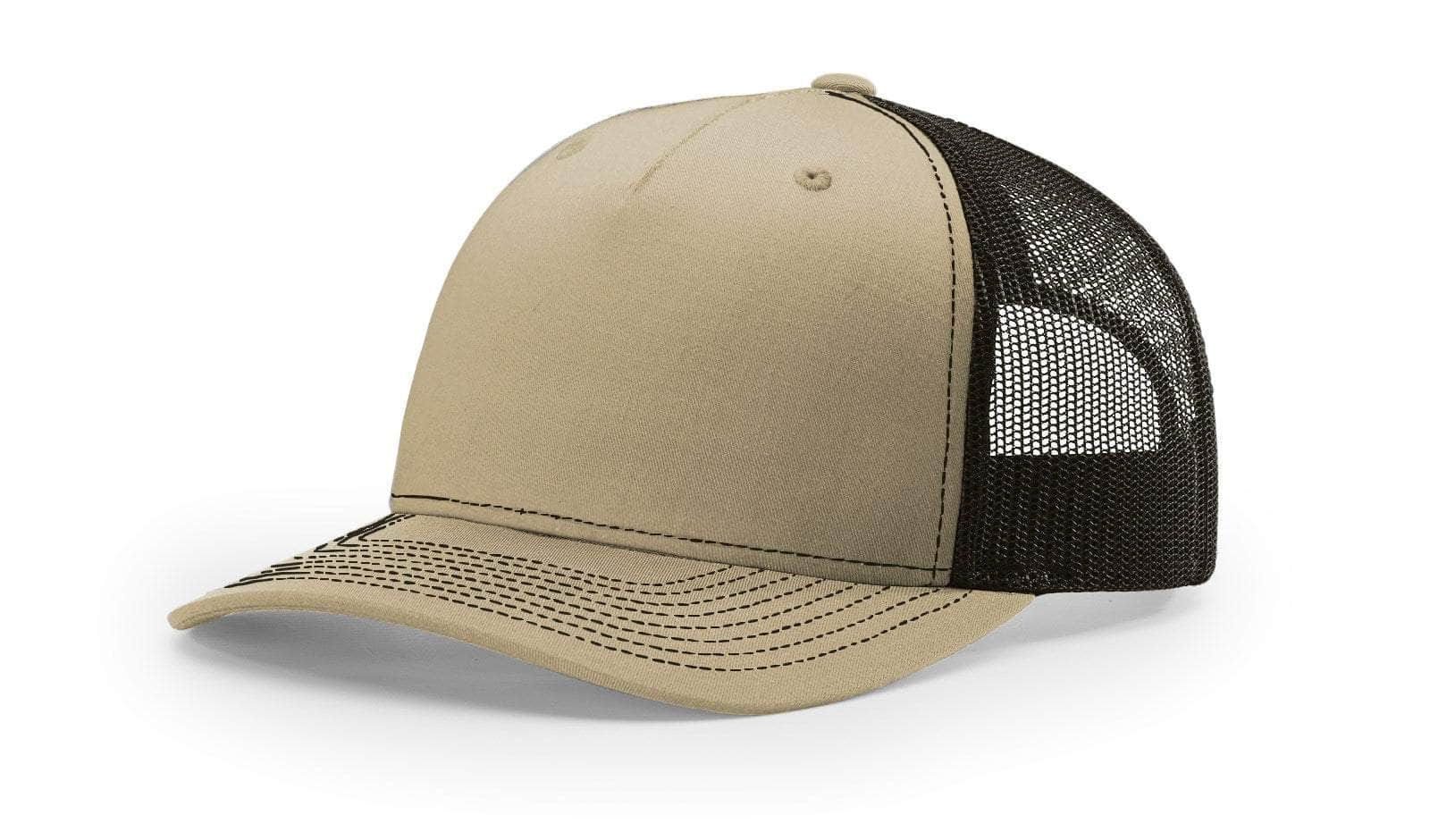 Khaki Coffee Richardson 112FP Low Profile Trucker Hat Blank for Customizing With Your Logo In Bulk by Dekni Creations