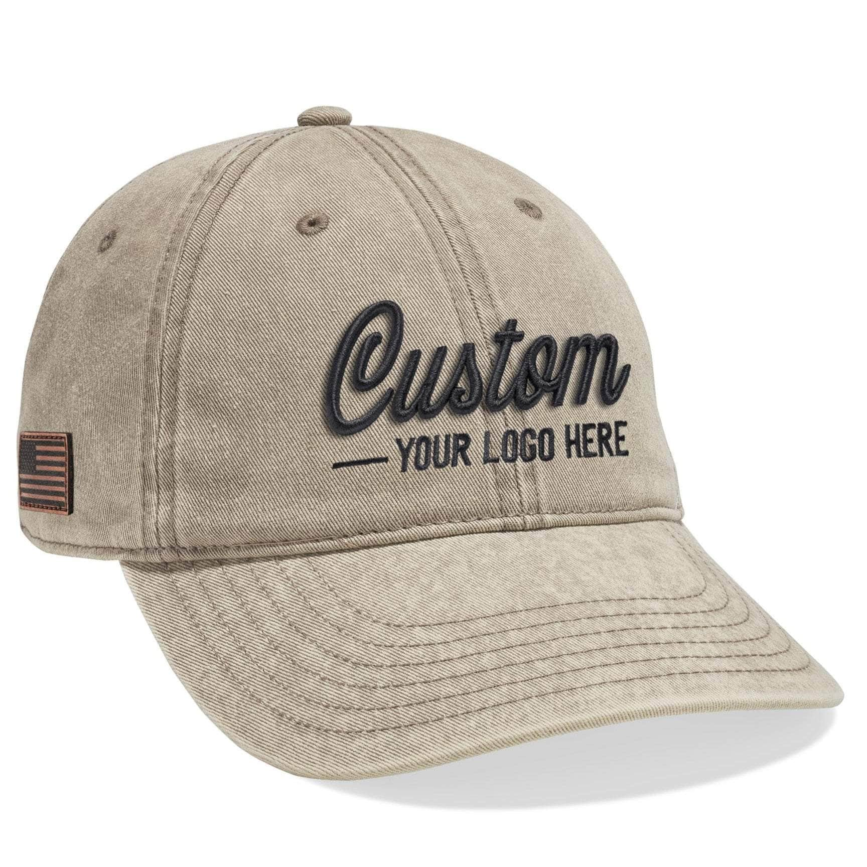 Khaki Richardson 382 Custom Embroidered Snow Washed Cotton Baseball Hat by Dekni Creations