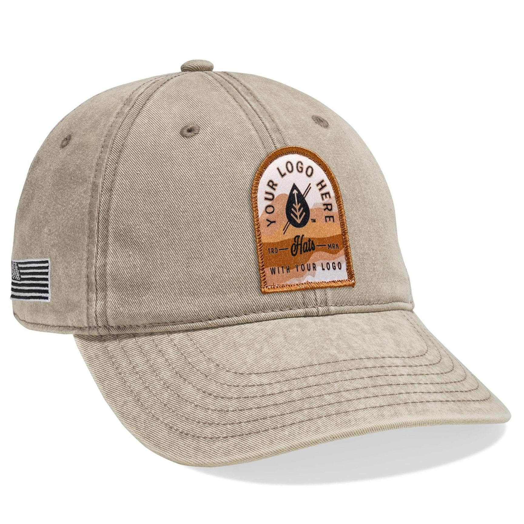 Khaki Richardson 382 Custom Patch Snow Washed Cotton Baseball Hat by Dekni Creations