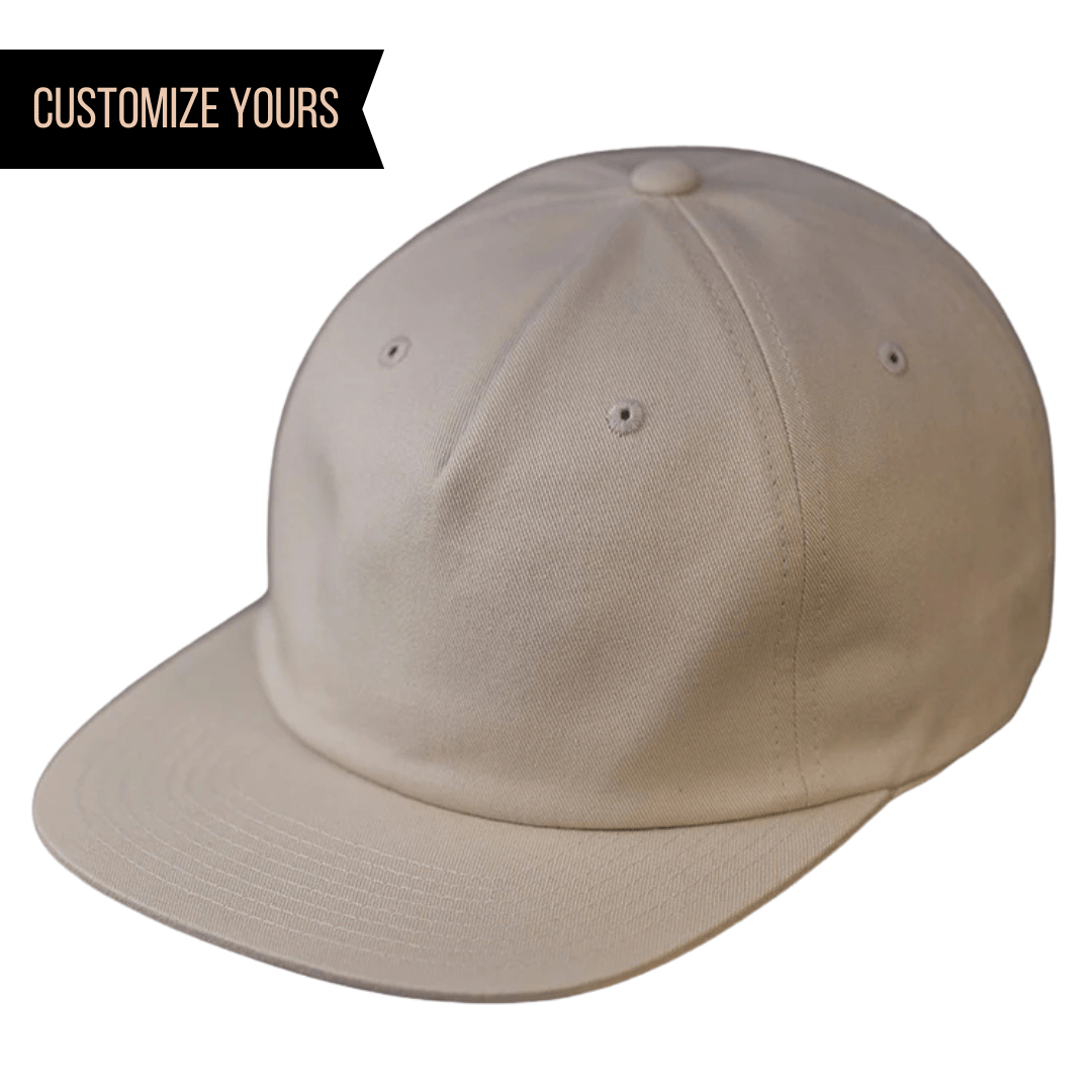 birch C55-PC - COTTON PINCH FRONT UNSTRUCTURED FLAT BILL WITH PREMIUM LEATHER STRAP & BRASS CLASP FLAT BILL HAT (Bulk Custom with Your Logo)