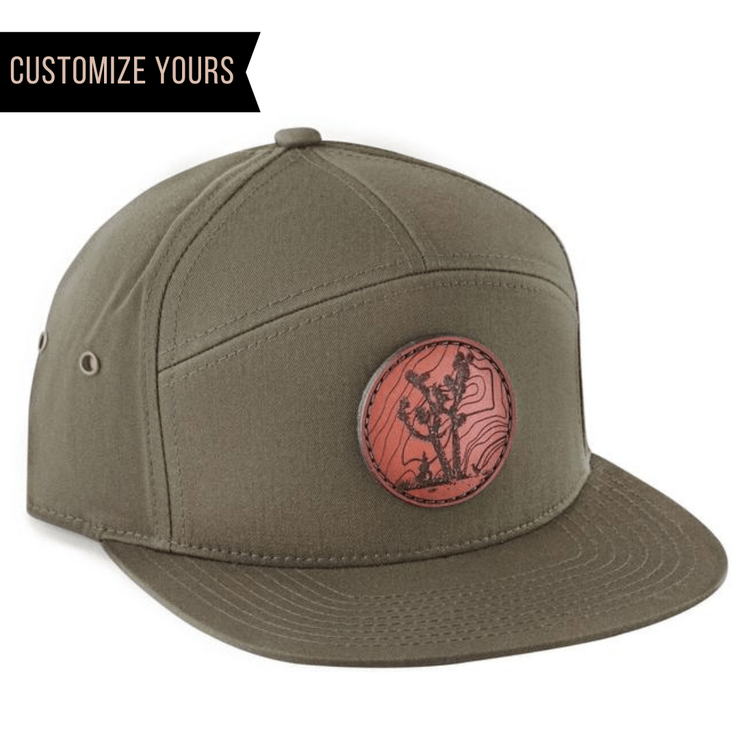 leather patch on hat 7 panel with customize yours text