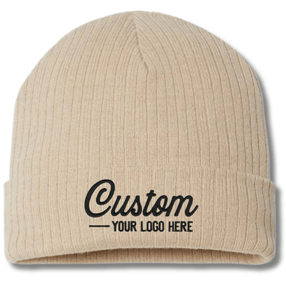 RIO – Sustainable Recycled Rib Knit Beanie | Custom Beanies with Your Logo in Bulk-embroidered-Dekni Creations Inc.
