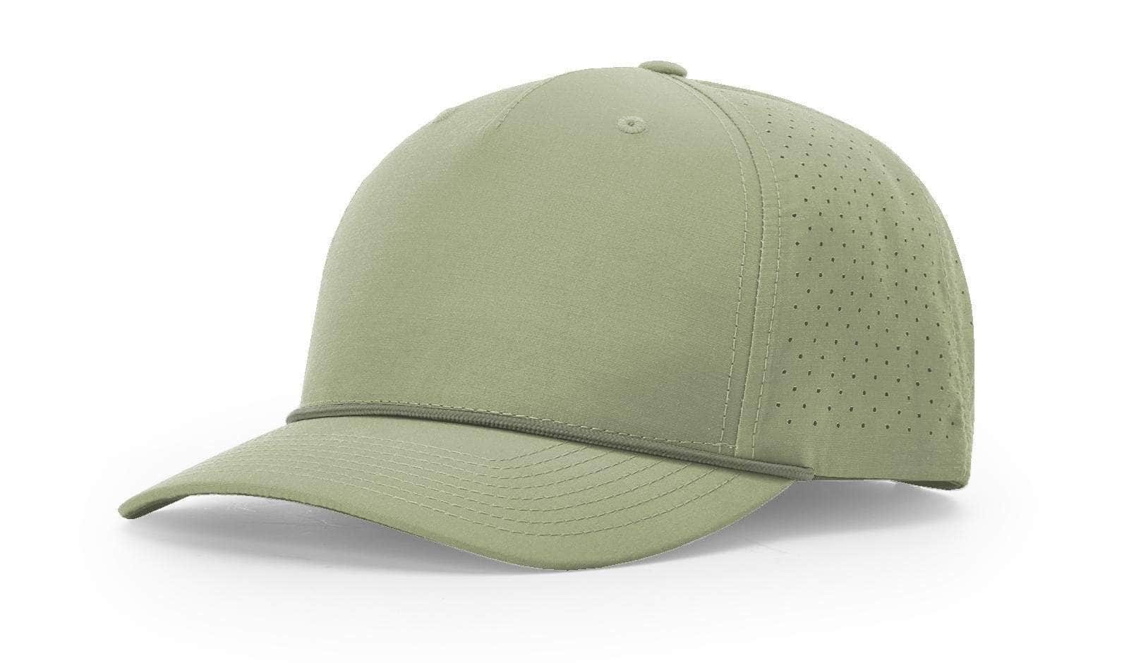 Richardson 355 – Laser Perforated Performance Rope 5-Panel Snapback | Custom Hats with Your Logo in Bulk-Light Olive/Olive-Dekni-Creations