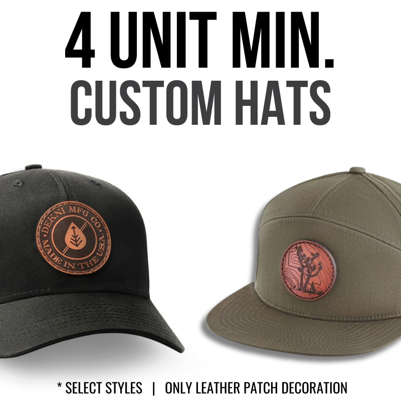Custom Leather Patch Trucker Hat Crafters Lab Exclusive Collection Heather Denim / White