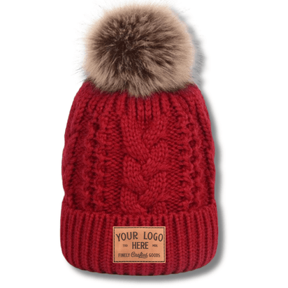 3CAP-PC0130 – Fleece-Lined Cable Knit Beanie with Removable Faux Fur Pom | Custom Beanies with Your Logo-embroidered-Dekni Creations Inc.