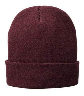 CP90L Port & Company® – Fleece-Lined Cuffed Knit Beanie | Custom Hats with Your Logo in Bulk-Maroon-Dekni-Creations