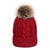 maroon custom tag TOPTIE Knit Hat Faux Fur Pom Pom Beanie Hat Winter Fleece Lined extra warm Cable knit removable pom 