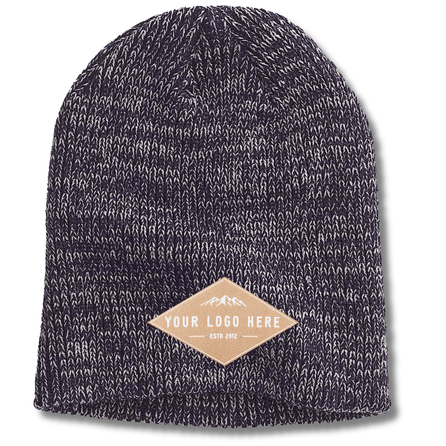 BA524 – Uncuffed Ribbed Marled Beanie | Custom Beanies with Your Logo in Bulk