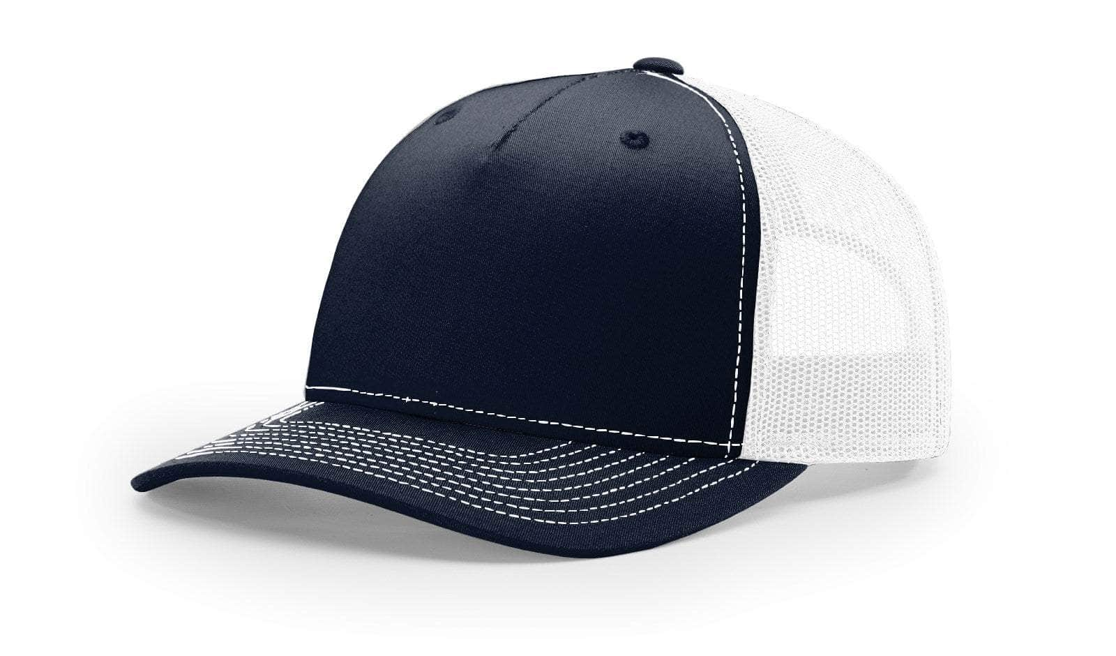 Navy White Richardson 112FP Low Profile Trucker Hat Blank for Customizing With Your Logo In Bulk by Dekni Creations