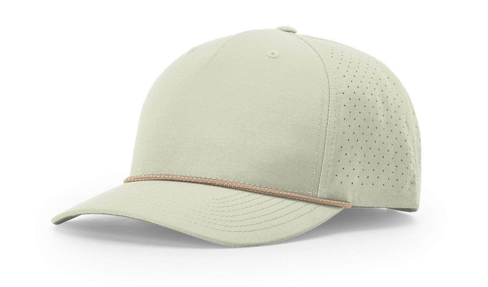 Richardson 355 – Laser Perforated Performance Rope 5-Panel Snapback | Custom Hats with Your Logo in Bulk-Oak Milk/Elmwood-White-Dekni-Creations