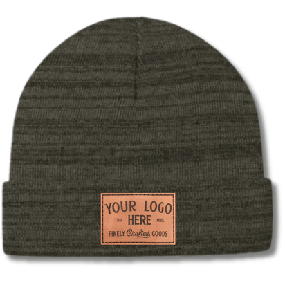 Port Authority C939 – Marled Knit Cuff Beanie | Custom Beanies with Your Logo in Bulk-leather-patch-Dekni Creations Inc.