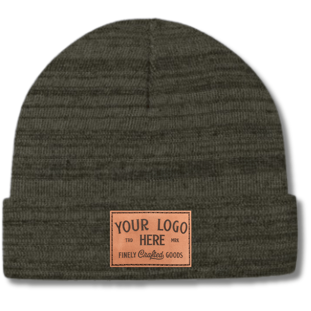 Port Authority C939 – Marled Knit Cuff Beanie | Custom Beanies with Your Logo in Bulk-leather-patch-Dekni Creations Inc.