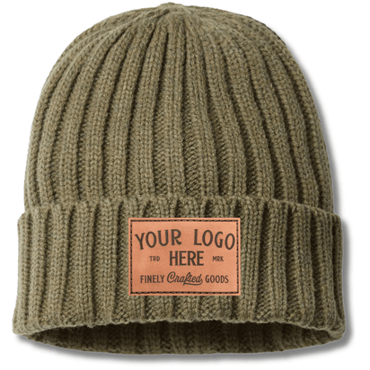 SHORE – Sustainable Recycled Cable Knit Beanie | Custom Beanies with Your Logo in Bulk-embroidered-Dekni Creations Inc.