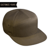 C57-CT Custom 7 Panel Cotton Twill Leather Strapback Flat Bill Hat (Bulk Custom with Your Logo)