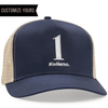 personalized embroidery logo on sustainable eco friendly econscious ec7094 5 panel pinch front trucker hats