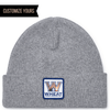personalized patch logo on dt815 district recycled polyester and cotton winter knit beanie in bulk sustainable headwear and recycled embroidery thread made in usa