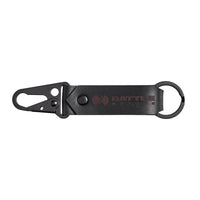 quality customized black leather keychain with real genuine full grain leather custom engraved logo in bulk for business or company promo events 100% made in usa