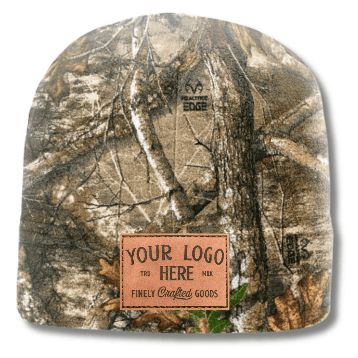 Richardson 121 – Camo Microfleece Beanie | Custom Beanies with Your Logo in Bulk-leather-patch-Dekni Creations Inc.