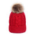 red custom tag TOPTIE Knit Hat Faux Fur Pom Pom Beanie Hat Winter Fleece Lined extra warm Cable knit removable pom 