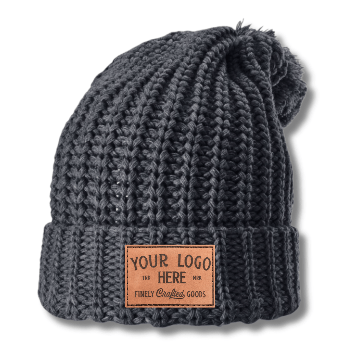 Custom Chunky Cable Knit Slouch Beanie with Pom | Richardson