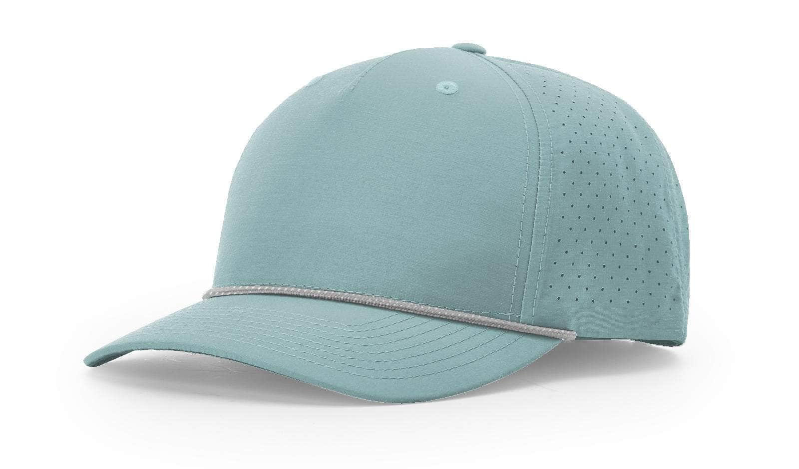 smoke blue grey white Richardson 355 | LASER PERFORATED PERFORMANCE ROPE CAP five-panel Mid profile Snapback Lightweigth Stay-Dri moisture managment technology laser perforated for enhanced airflow