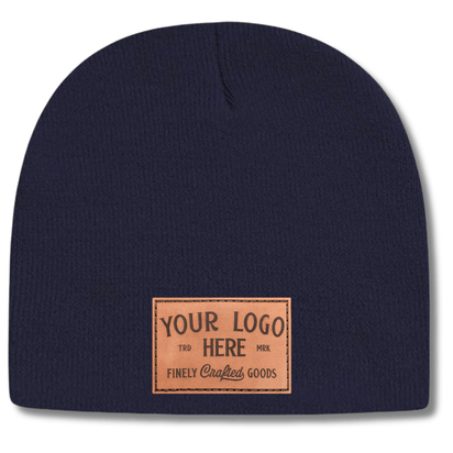 Cap America TKN28 – Made in USA Beanie | Custom Beanies with Your Logo in Bulk-leather-patch-Dekni Creations Inc.