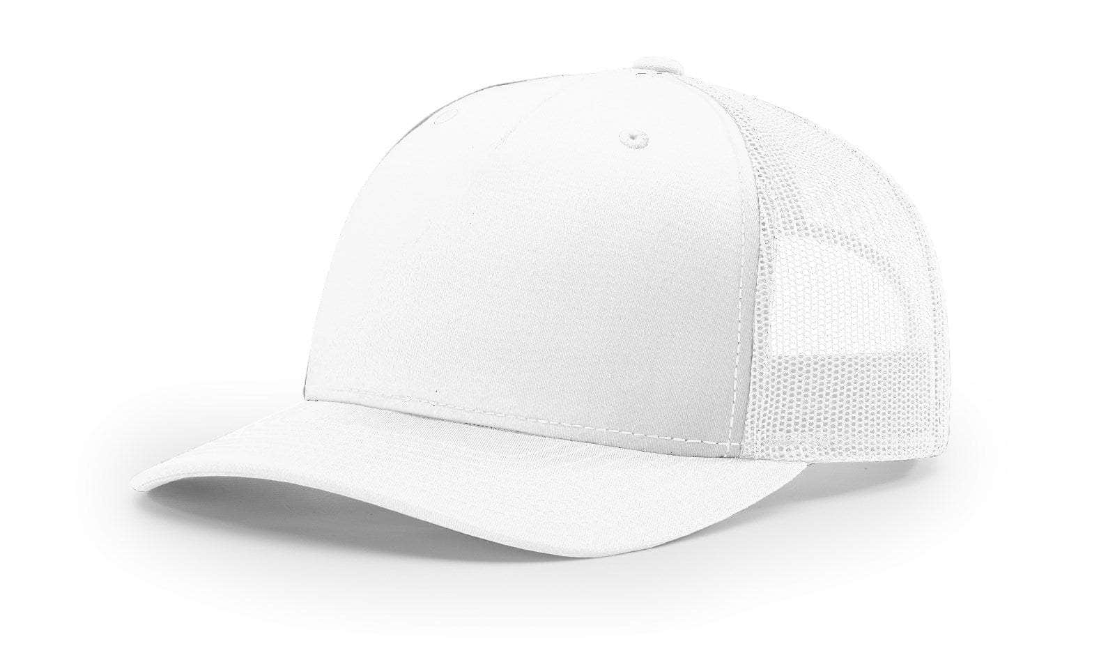 White Richardson 112FP Low Profile Trucker Hat Blank for Customizing With Your Logo In Bulk by Dekni Creations