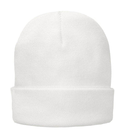 CP90L Port & Company® – Fleece-Lined Cuffed Knit Beanie | Custom Hats with Your Logo in Bulk-White-Dekni-Creations