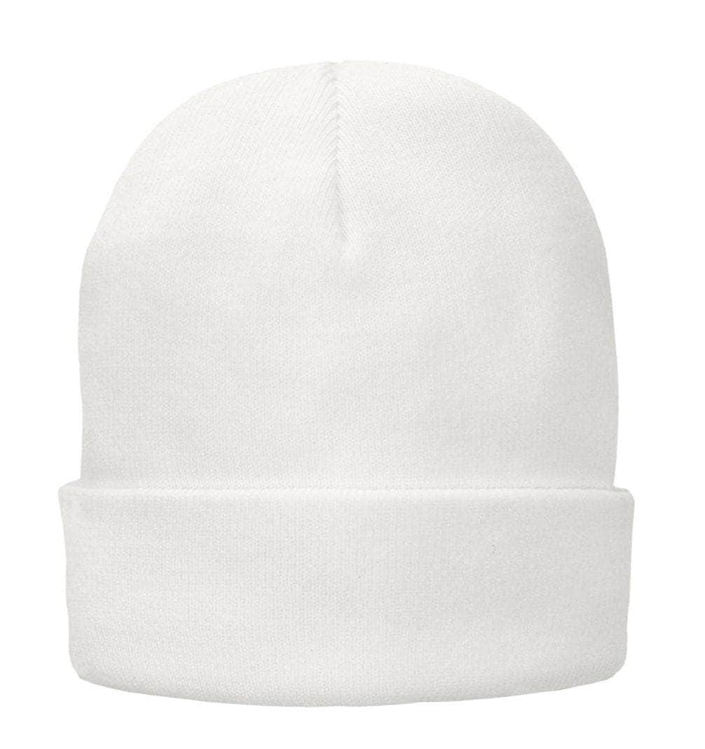 CP90L Port & Company® – Fleece-Lined Cuffed Knit Beanie | Custom Hats with Your Logo in Bulk-White-Dekni-Creations