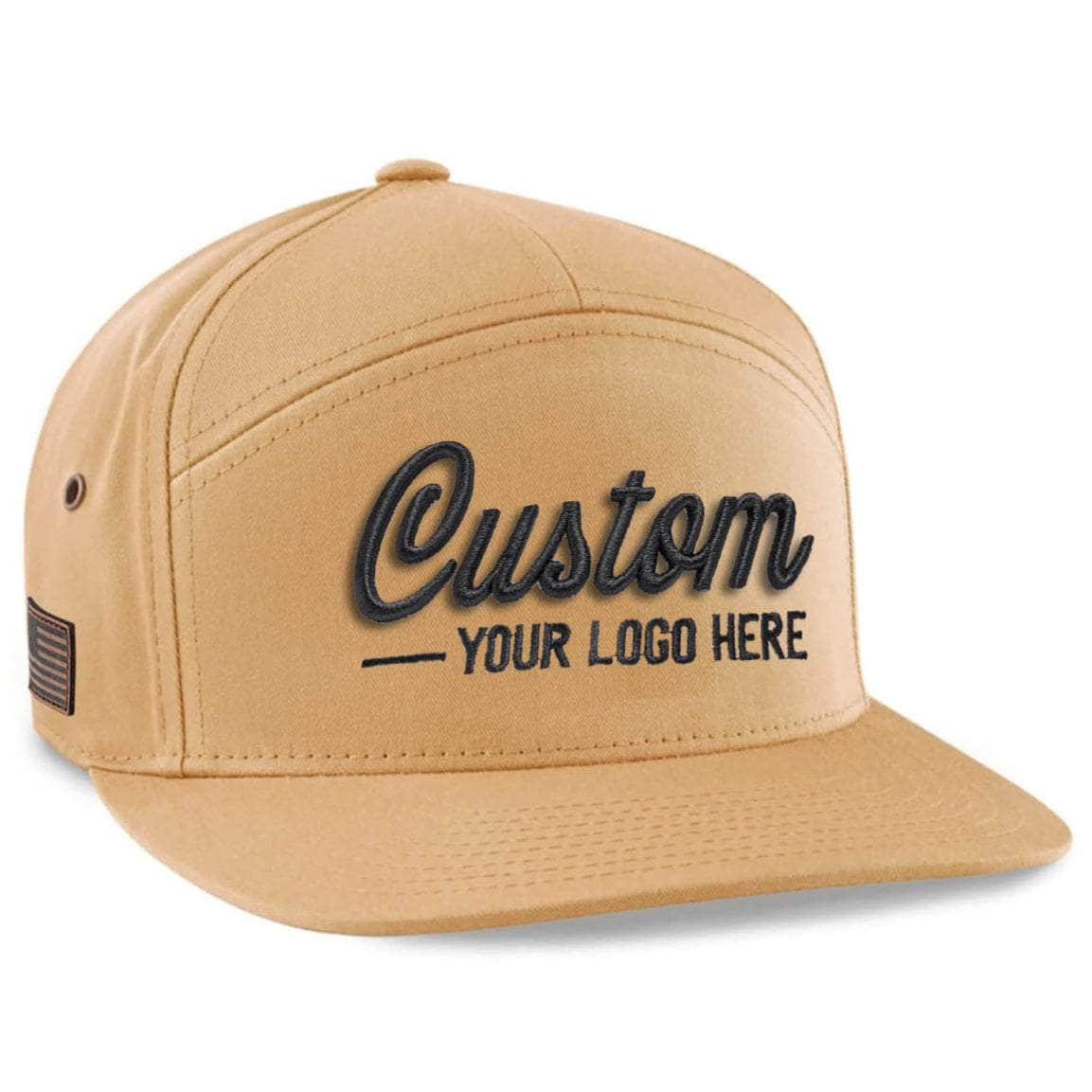 C57-CT – 7-Panel Leather Strapback Flat Bill Hat | Custom Hats with Your Logo in Bulk-Dekni-Creations