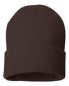 customizable dark brown custom sp12 Sportsman 12" Solid Winter Knit Beanie Stocking Cap