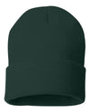 customizable forest green custom sp12 Sportsman 12" Solid Winter Knit Beanie Stocking Cap