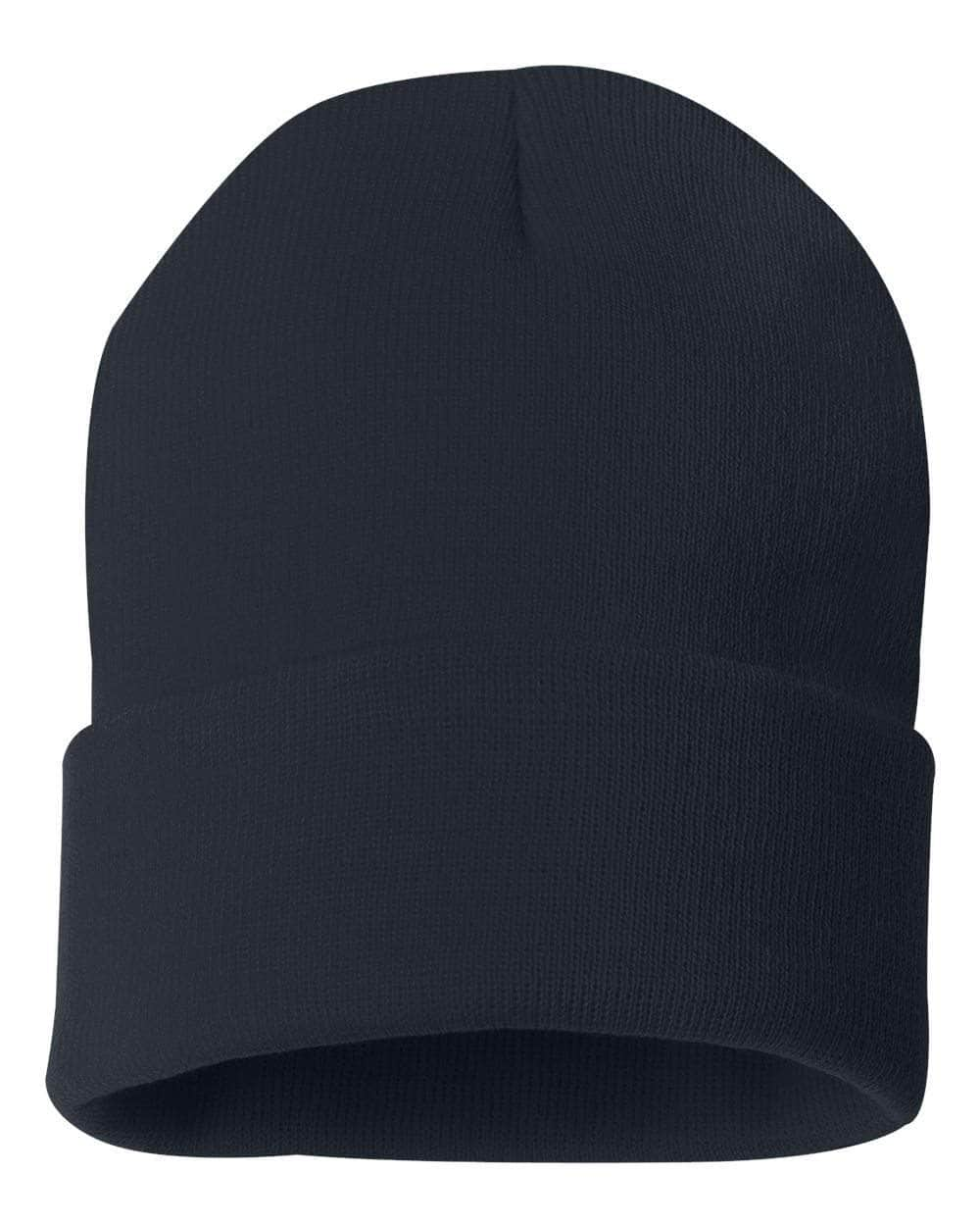 customizable navy custom sp12 Sportsman 12" Solid Winter Knit Beanie Stocking Cap