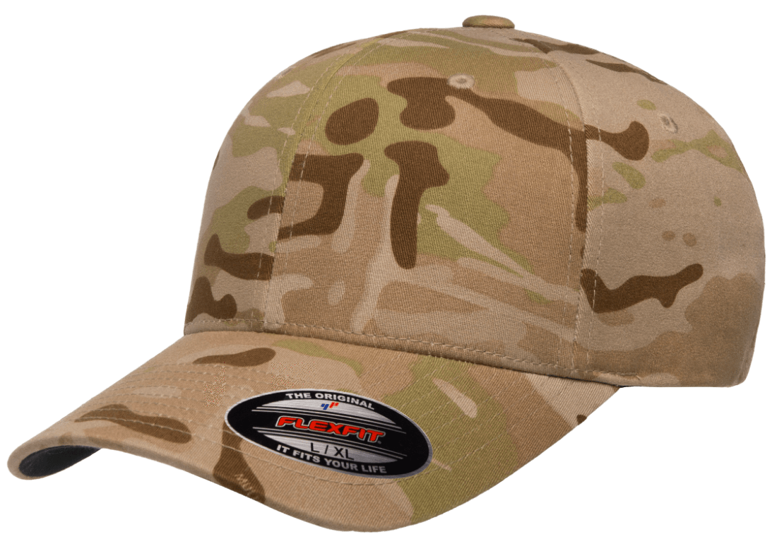 custom 6277mc camo hat with leather patch