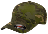 custom 6277mc camo hat with leather patch
