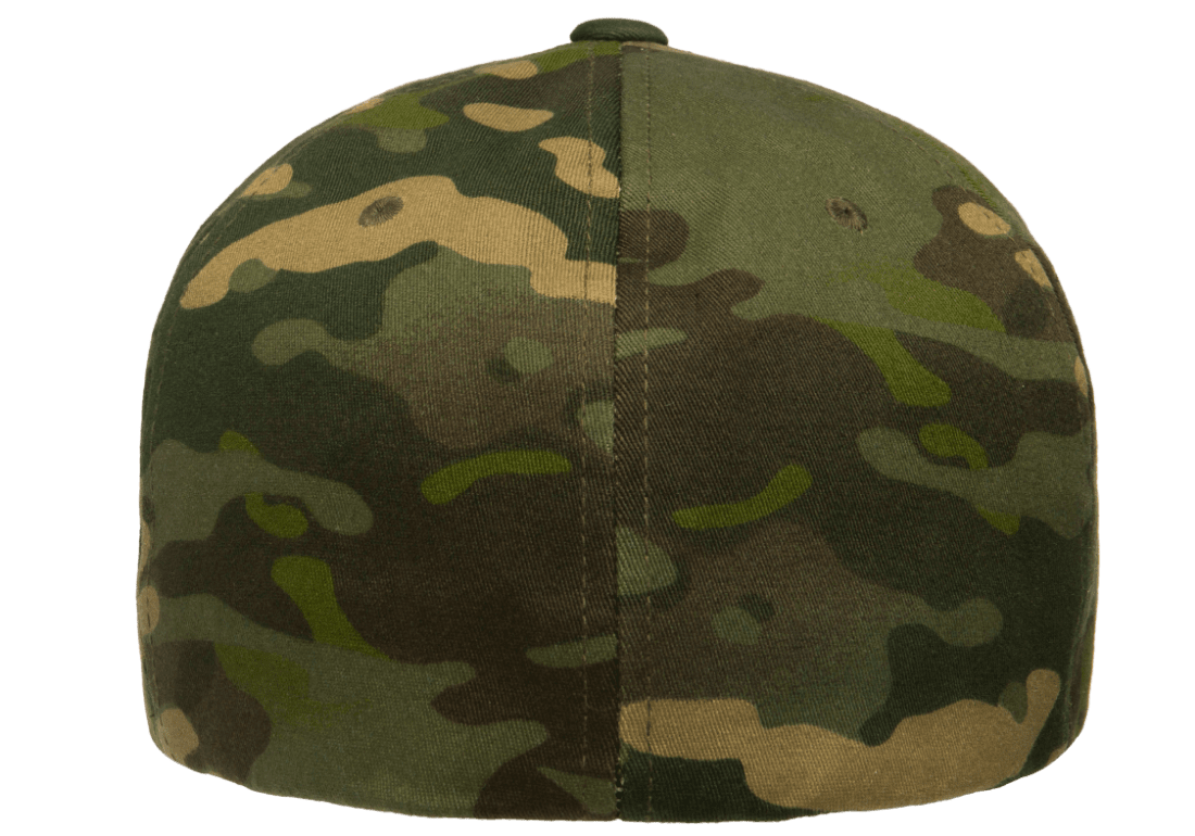 custom 6277mc camo hat with leather patch