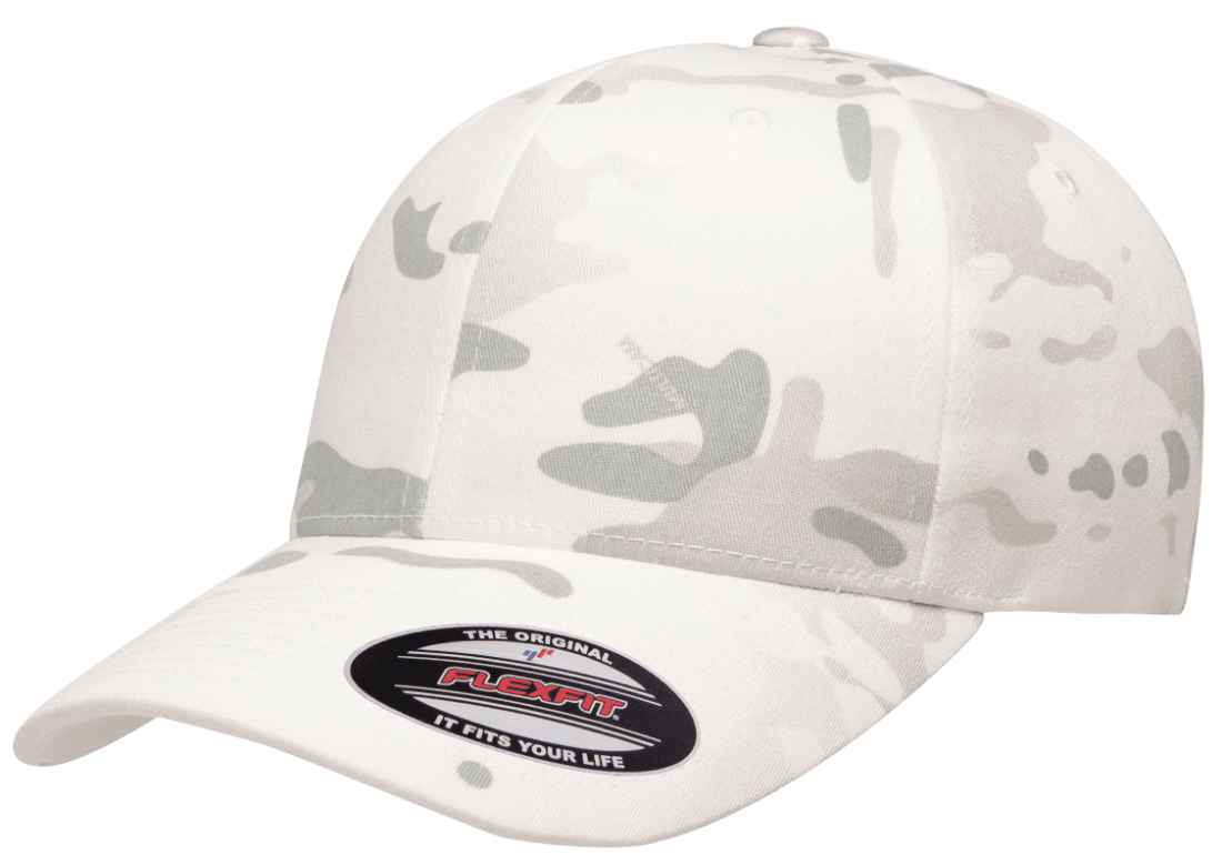 custom 6277mc camo hat with leather patch