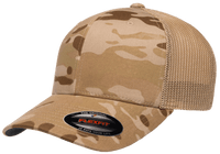 custom camo trucker hat with leather patch