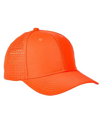 Orange Performance Perforated Cap for custom laser engraving leather patch and Embroidery