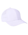 White Performance Perforated Cap for custom laser engraving leather patch and promotional Embroidery