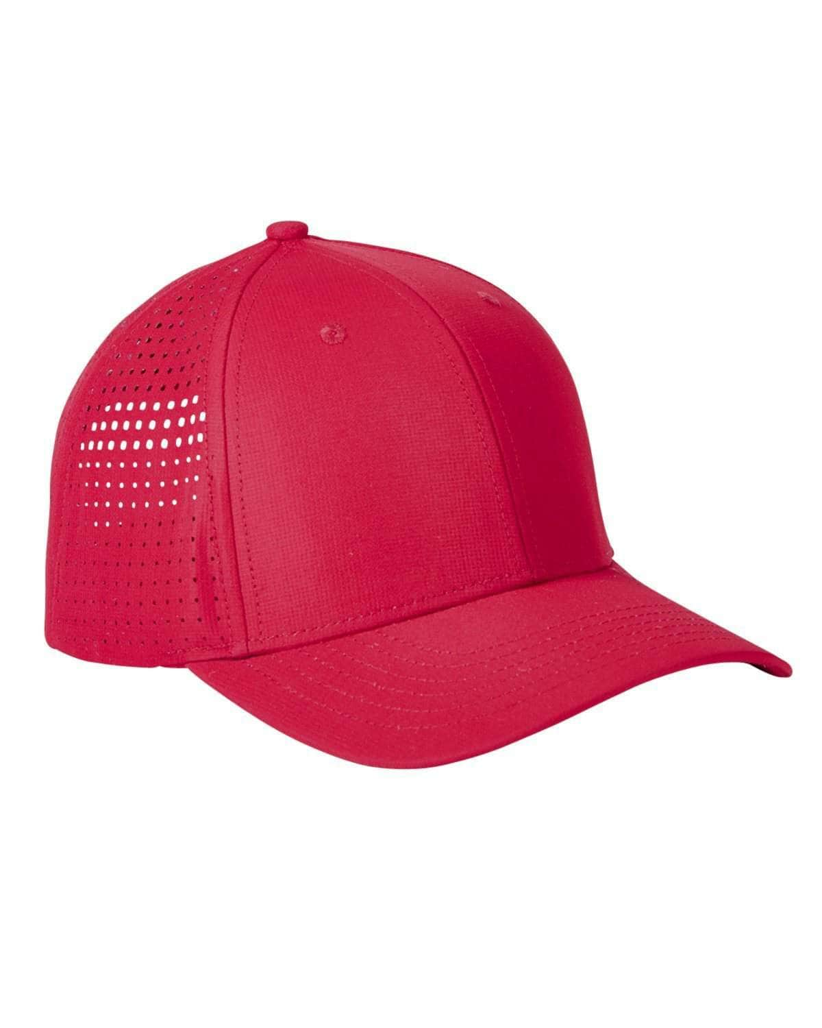 BA537 – Performance Perforated Cap | Custom Hats with Your Logo in Bulk-Red-Dekni-Creations