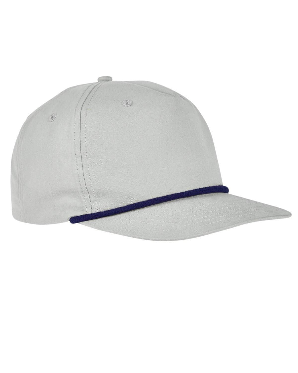 BA671 – 5-Panel Rope Golf Cap | Custom Hats with Your Logo in Bulk-Light Grey/Navy-Dekni-Creations