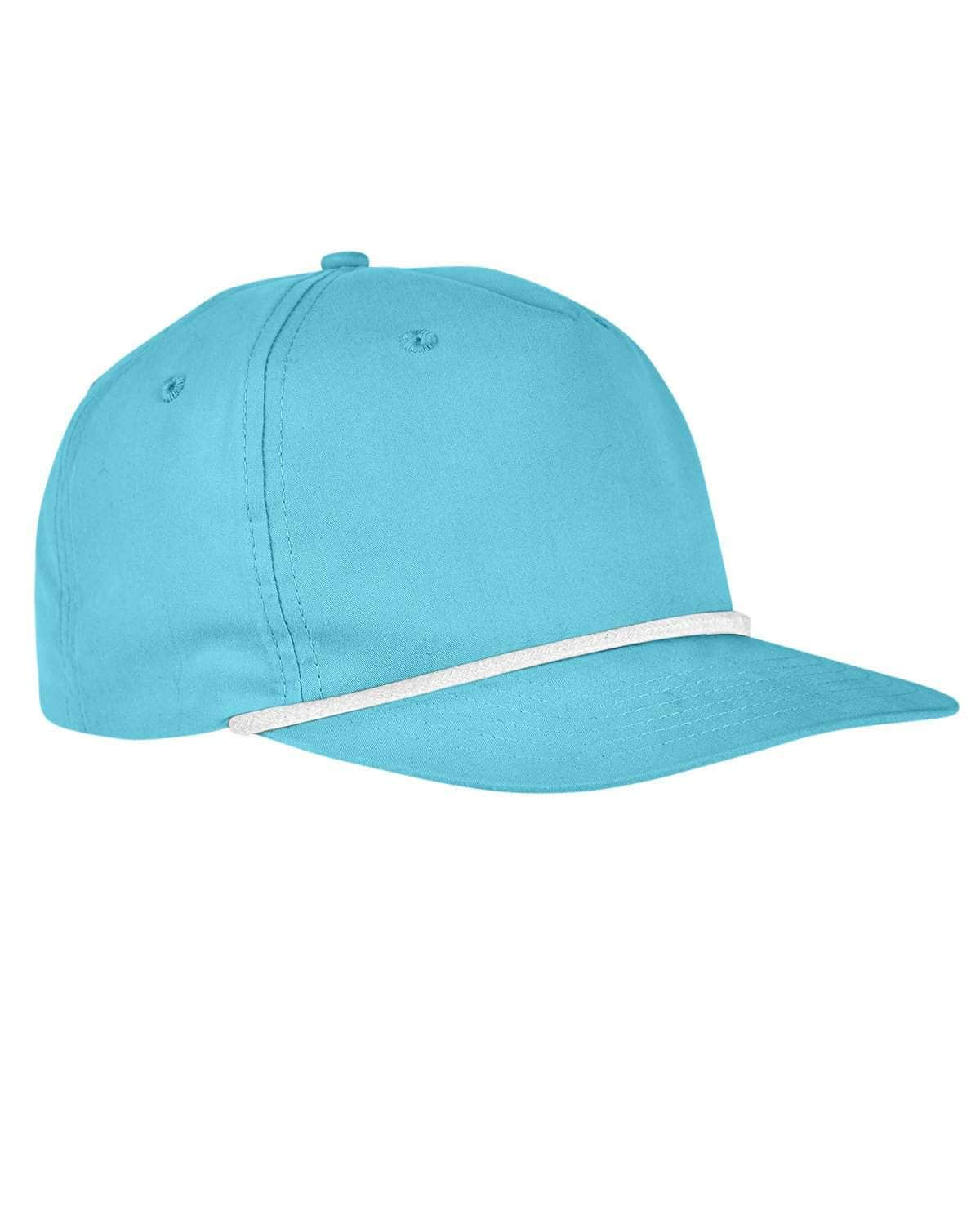 BA671 – 5-Panel Rope Golf Cap | Custom Hats with Your Logo in Bulk-Turquoise/White R-Dekni-Creations