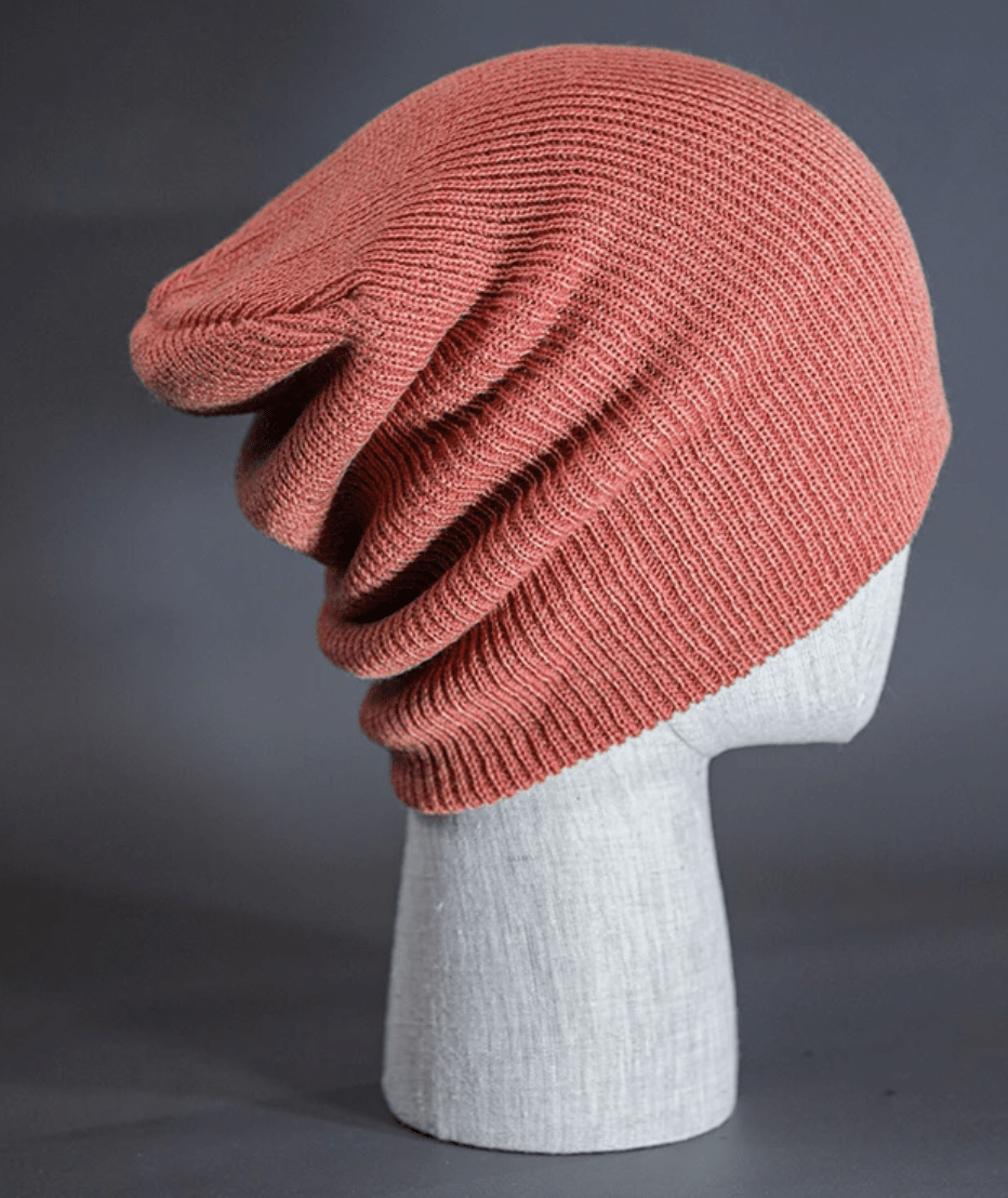 Baker Super Slouch Soft Knit Beanie – Multi-Fit Cuffed & Uncuffed | Custom Beanies with Your Logo in Bulk-Coral Pink-Dekni-Creations