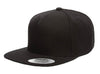 black 5 Panel Snapback cap 2-Tone for custom Embroidery and Laser engraved leather patch by flexfit