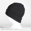 black acrylic waffle knit beanie for custom personalized Embroidery and Laser engraved leather patch
