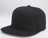 Black 6 PANEL WOOL CUSTOM SNAPBACK cap personalized Embroidery & laser engraving leather patch