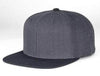 Charcoal Black 6 PANEL WOOL CUSTOM SNAPBACK cap for Embroidery & laser engraving leather patch