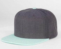 Charcoal Blue 6 PANEL WOOL CUSTOM SNAPBACK cap for Embroidery & laser engraving leather patch