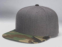 Charcoal Camo 6 PANEL WOOL CUSTOM SNAPBACK cap for Embroidery & laser engraving leather patch